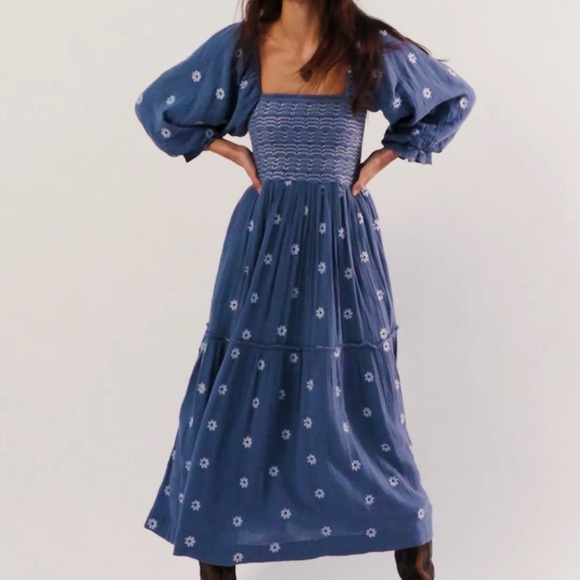 Free people dahlia embroidered long sleeve dress - Picture 2 of 4